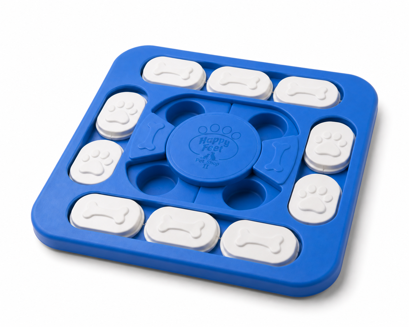 Happy Feet Pet Shop II Interactive Dog Puzzle Toy – Treat Dispensing IQ Training Board with Sliding Covers for Mental Stimulation (Blue) - Image 3